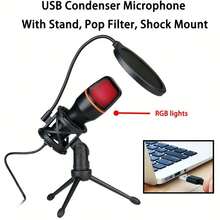 Micrófono condensador RGB para juegos eSports con conector USB - Blanco - Ver 13