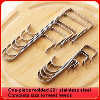5/10pcs 201 Stainless Steel S-Shaped Detachable Hooks, Home Kitchen Balcony Bedside Cabinet Door Mounted Storage Rack Accessories