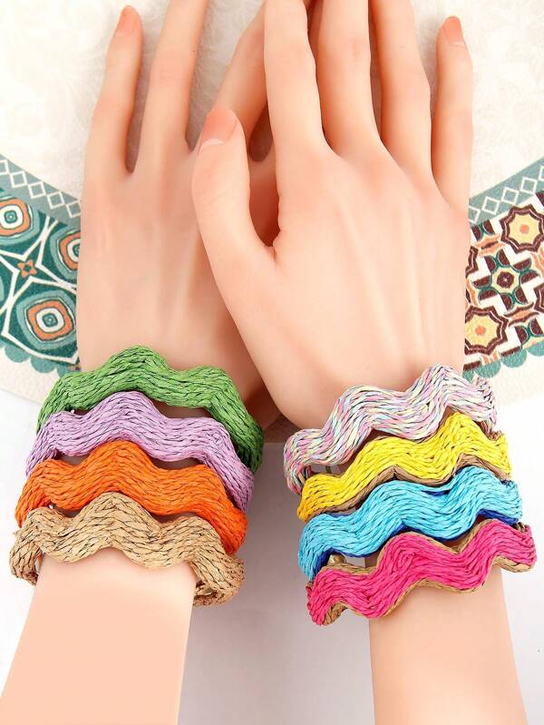Betykuku 1pc Bohemian Raffia Colorful Bracelet, Casual Accessory Gift For Women & Girls