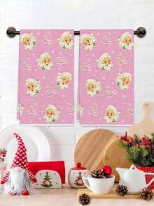 40*60cm Weihnachts-Geschirrtuch, süßes Weihnachtsmann-Muster dekoratives Handtuch, saugfähiges Reinigungstuch für Weihnachtsküche & Bad, Doppelnutzen Feiertags-Dekorationstuch - Verschiedenfarbig - Übersicht 9
