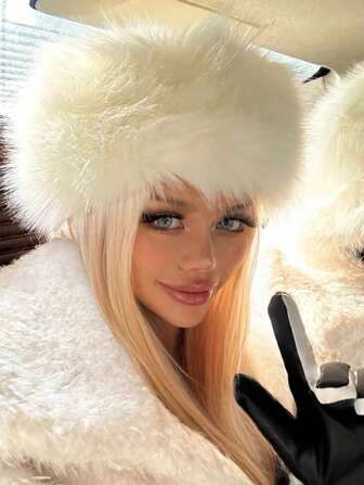 1 Pc Fashionable Brown Furry Winter Hat For Warmth Outdoors Suitable For Daily Use Autumn Accessories