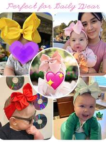 bilicaca 20pcs Baby Nylon Headbands With Bow, Ribbon Bow Elastic Hair Accessories For Newborns, Infants And Children, Random Colors - Multicolor - View 6