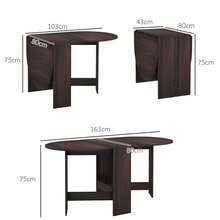 HOMCOM Folding Dining Table, Drop Leaf Table For Small Spaces, Oval Tabletop For Dining Room, Chocolate Wood Effect - Brown - View 3