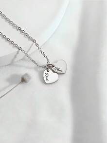 1-3 Names Heart Pendant Necklace - Customized Cyrillic Engraved Jewelry, 18K Gold Plated 316L Stainless Steel, Unisex, Personalized Couples/Family Gift, Valentine's Day & Mother's Day Gift, Free Engraving