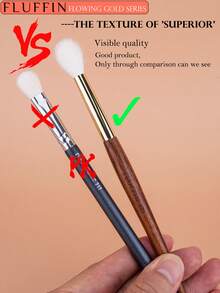 1 cọ tán phấn mắt FLUFFIN E23, 100% lông dê, màu đỏ rực, thích hợp để tạo khối cho mũi, tán phấn mắt, đầu cọ bằng đồng và cán bằng gỗ hồng mộc châu Phi, dụng cụ trang điểm, cọ kẻ lông mày, cọ tán phấn mắt, cọ xoắn ốc, quà tặng. - Gỗ đỏ - Xem 7