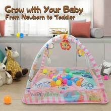 1pc Baby Playpen With Hanging Toys - Infant Activity Play Mat For Exercise And Development - Multifunctional Playyard For Tummy Time, Crawling And Sitting - Backpack Design For Easy Storage - Lightweight And Portable - Includes 8pcs Ocean Balls - Ideal Holiday Gift