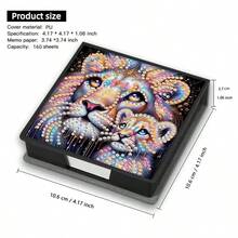 DIY 5D 钻石画套装 - 猫头鹰图案笔记本和便条盒 - 独特的手工礼物，钻石艺术套装，不对称形状，适合办公室和家庭办公桌的独特手工礼物 - 彩色 - 查看 10