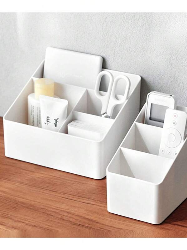 1pc Minimalist Trapezoid Pen Holder, Remote Control & Desktop Organizer Box, Bedroom Makeup Brush Storage