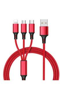 Cable de carga USB trenzado de nailon 3 en 1, conector universal de carga rápida USB a Lightning/Tipo-C/Micro USB, redondo mate 36V macho a macho, salida de 10-20W para iPhone y talla grande. Cable de datos y carga múltiple USB de carga rápida 3 en 1 colorido, cable de carga Tipo C Micro, cable de datos de carga súper rápida, adecuado para iPhone, teléfonos Tipo-C, teléfonos Android.