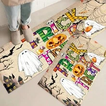 1 pieza Felpudo de Halloween, estampado abstracto de fantasma, animal y calabaza de dibujos animados, antideslizante de diatomita, alfombra de cocina, felpudo, alfombra rectangular impresa en 3D, adecuada para sala de estar, dormitorio, pasillo, baño, lavandería, decoración del hogar interior y exterior - Multicolor - Ver 9
