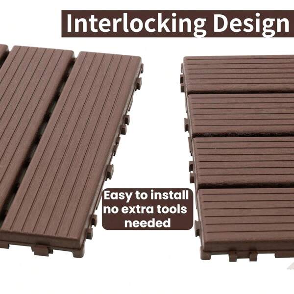 44 Pack Patio Deck Tiles, 12" X 12" Square Waterproof Outdoor All Weather Use, Plastic Interlocking Deck Tiles, Poolside Balcony Backyard Patio Floor Tiles