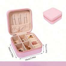 1 Pc Portable Mini Solid Color Jewelry Box - Lightweight And Dust-Proof Design Travel/Home Jewelry Storage Box Great Gift - Pink - View 5