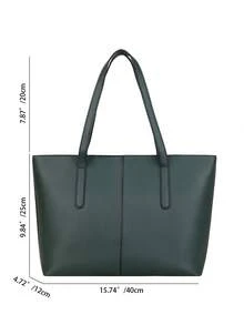 中号手提包和单肩包，女士 PU 皮革钱包，顶部提手（32 * 25 * 14 厘米）（中号） - 綠色 - 查看 6