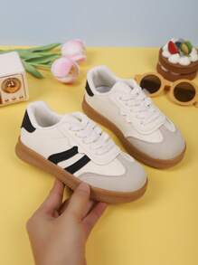 1 Pair Kids' New Fashion Sneakers, Color Block Design, & Versatile, Suitable For Boys & Girls, Outdoor Sports, Walking, Traveling