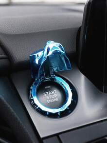 1 pieza Tapa de botón de encendido/apagado del motor 3D de metal - Textura de fibra de carbono, tapa protectora de aleación de zinc con tapa abatible, ajuste universal para el interior del automóvil, protección anti-error, círculo decorativo de inicio, mejoras para el interior del automóvil