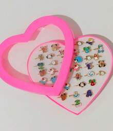 KIT6-36 Cartoon Kids Rings, Cute Princess Rings For Girls, Children's Jewelry, Baby Gifts - Vàng - Xem 3