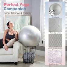 5 Sizes Yoga Ball, Fitness Ball, Birthing Ball For Pregnant Women, Physical Therapy, Balance, Stability, Workout, Office Ball Chair, With Quick Pump, Multi-Color - Grey - View 3
