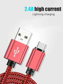 1条USB-C快速充电线[3.3英尺/6.6英尺/10英尺] USB-A转C尼龙编织充电线，兼容三星Galaxy S25 S24 S23 S22 S21 S10、Note 20 10 9 A51 G8 G7、Pixel及其他USB-C设备 - 玫瑰紅 - 查看 3