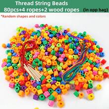 25/40/100 件儿童穿珠积木玩具，几何穿珠益智玩具，用于专注力训练，幼儿园开发玩具，适合 3-6 岁儿童的创意 DIY 礼物 - Thread Stringing Beads Building Blocks - 查看 15