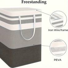 1个大号布艺收纳篮，可折叠洗衣篮，带可伸缩晾衣架，适合宿舍和家庭使用 - 渐变灰，72升容量，非常适合存放衣物、床上用品、搬家用品、酒店洗衣篮、返校和节日用品。