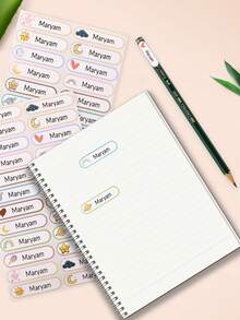 1 Stamp + 100 Stickers Personalized Signature Stamp,Custom Clothing Name Stamp,Customized Solid Color Handwritten Signature Stamp - Style a - View 5
