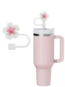 8pcs/4pcs/3pcs/1pc Silicone Crabapple Blossom Straw Caps, Reusable Straw Covers For 10mm Wide Straws, Fashion & Cute Style Straw Toppers Fits Modern Minimalist Cups