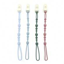 1条带夹子的硅胶奶嘴链，磨牙玩具，适用于大多数奶嘴，婴儿旅行必备品