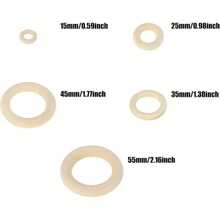 6 件天然木环，素色未加工光滑木环，适用于 DIY 工艺品、珠宝制作、手袋配件、装饰挂饰、手链饰物