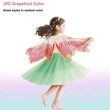 儿童仙女翅膀斗篷服装装扮玩具，多色鹰翼，适合生日、节日、万圣节、舞台表演 - 彩色 - 查看 12