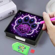 DIY 5D 钻石画套装 - 曼陀罗图案笔记本便签盒 - 独特的手工礼物，钻石艺术套装，不对称圆形，适合办公室和家庭书桌的独特手工礼物 - 彩色 - 查看 8