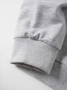 Zrgoth 男士抽象线条图案印花圆领卫衣，秋冬街头时尚 - 灰色 - 查看 7