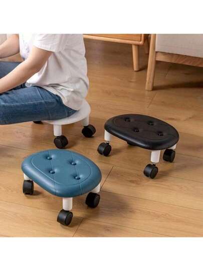 1 件移动矮凳带旋转脚轮 - 不含甲醛的塑料脚凳，适用于家庭、客厅、卧室 - 舒适的多用途圆形脚凳、工具和配件，无香型