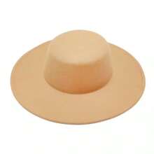 1 件秋冬平顶羊毛毡宽边软呢帽，适合女性的百搭礼帽 - 彩色 - 查看 11