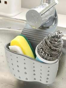 1pc Sink Hanging Drain Basket With Silicone Storage Box, Adjustable Sink Drain Rack - Kitchen Storage Double-Layer Drain Basket, Sponge Holder, Faucet Hanging Basket For Kitchen, Perfect For Storing Sponges, Soap, Dish Cloths No-Drill, Space-Saving Accessory For Home Bathroom And Restaurant Use, Kitchen Accessories