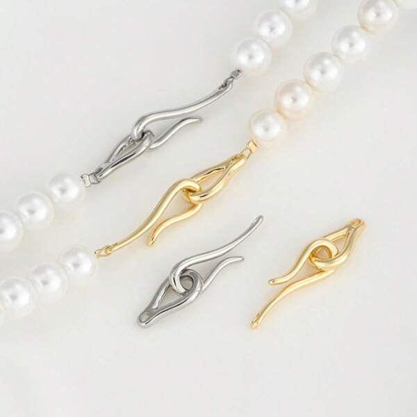 1 peça de fecho de pérola de anzol de peixe simples de cobre banhado a ouro 14K, acessório para fazer joias faça você mesmo para pulseira e colar