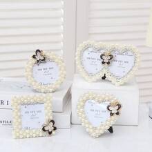 1-częściowa ramka na zdjęcia, piękna ramka na zdjęcia z imitacją pereł, używana do półek ekspozycyjnych w pracy, dekoracja ścienna DIY na biurko, artystyczna dekoracja domu, dekoracja na przyjęcie urodzinowe, prezenty świąteczne na rocznicę ślubu – w zestawie losowy papier wewnętrzny