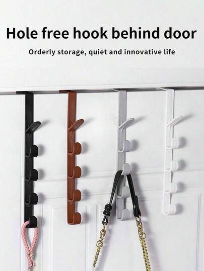 1pc White Plastic Door Hook, Modern Hole-Free Heavy Duty Hanger, Suitable For Home Use