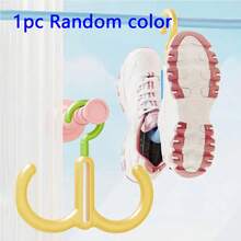 1 pezzo/2 pezzi Portascarpe rotante senza foratura - Portascarpe in plastica pieghevole multifunzionale, Gancio creativo a dopamina Gancio doppio antivento per appendere e asciugare le scarpe sul balcone, Portascarpe multifunzionale per appendere e asciugare le scarpe
