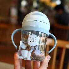 1pc Kids Water Bottle, Student Drinking Cup, Cute Water Bottle With Straw, Scaled Water Bottle, Kindergarten Suction Ball Water Bottle, Anti-Choke Straw Cup, 250ml/350ml Capacity