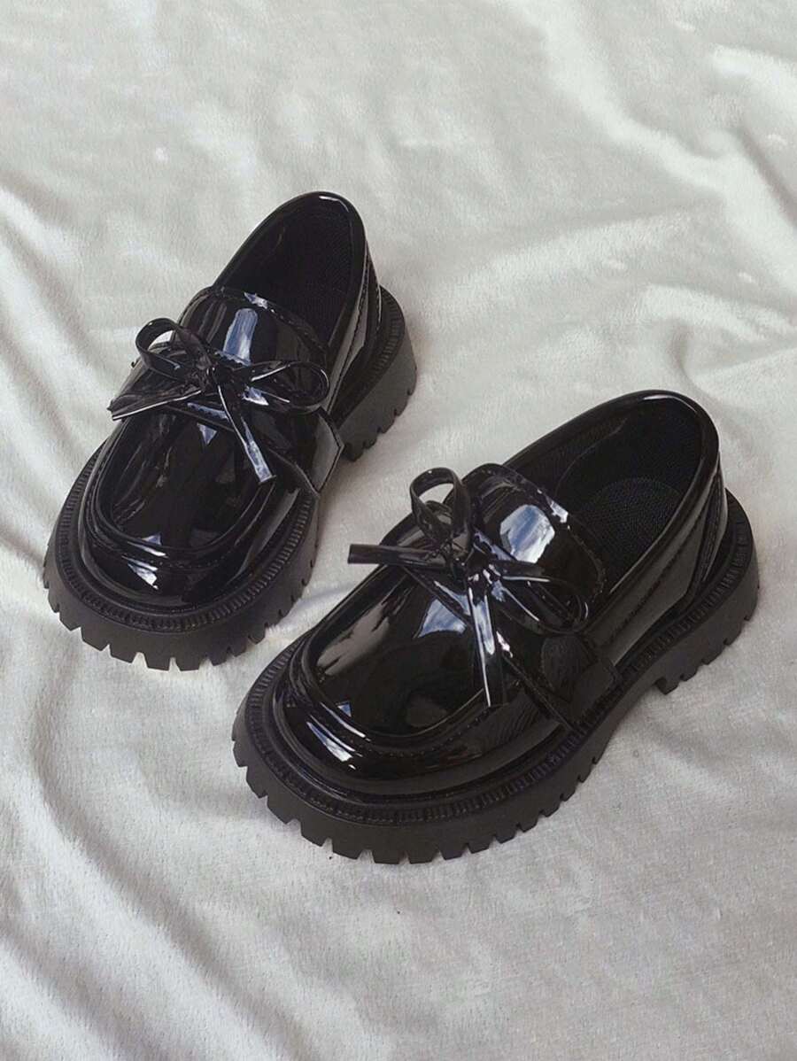 1 Pair Girls' Shallow Cute Princess Flat Leather Shoes, Breathable Soft Sole Non-Slip Versatile Children Shoes, Infant Toddler Easy On/Off Walking Shoes, Suitable For Spring, Summer, Autumn