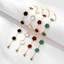 1件 时尚不锈钢幸运四叶草女士手链 - 彩色 - 查看 1