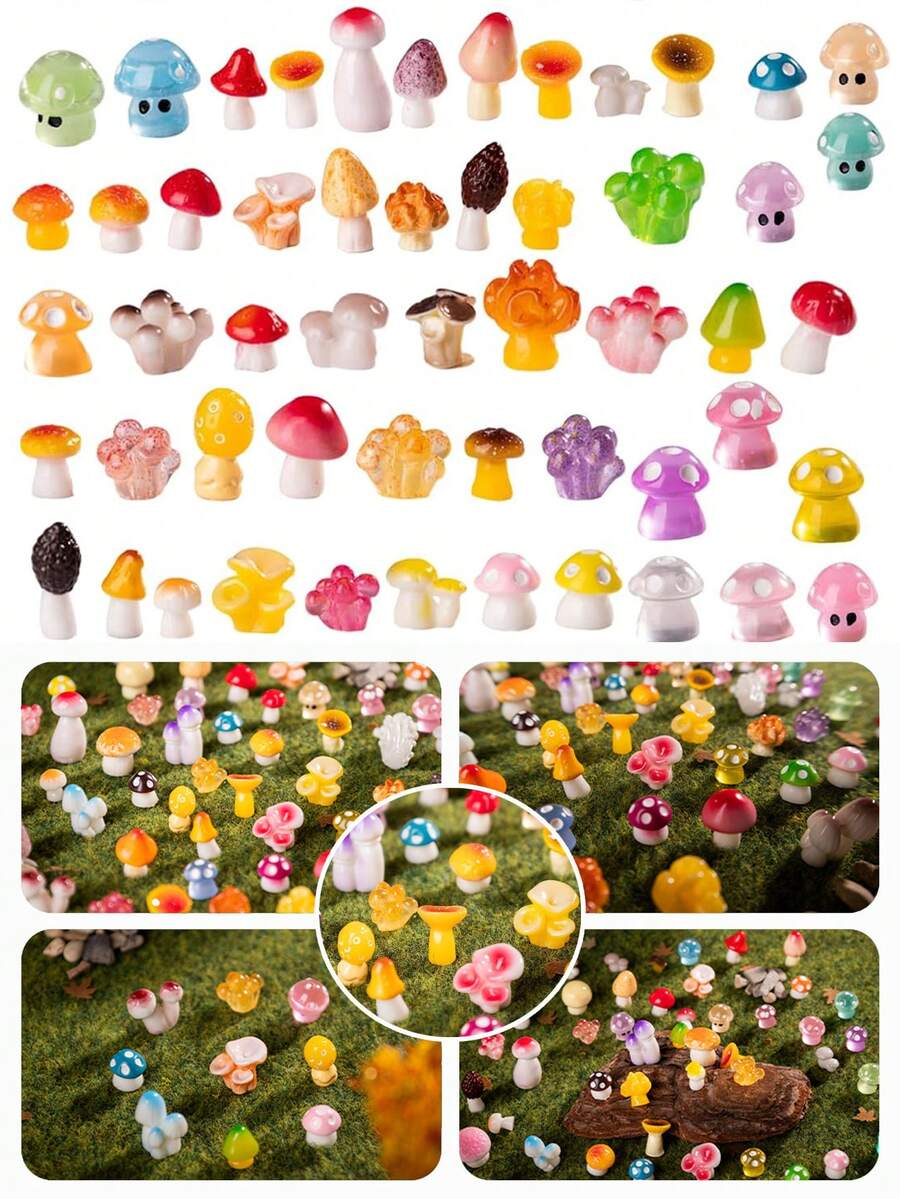 40/20 Stück Mini Pilze, kleine Harz Pilz Figuren in Großpackung für Miniatur Landschaft, Aquarium, Topfgarten, Heimdekoration, Partyfavors, Geschenke, Feste, Geburtstagsfeiern, versteckte Streiche im Büro und so weiter.