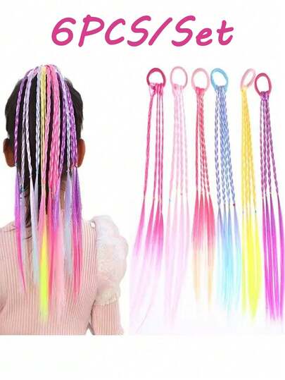 2pcs/4pcs/6pcs Kids Ombre Hair Scrunchies, Versatile Casual Hair Ties, Suitable For Daily Use