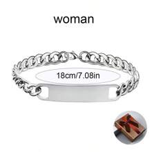 Klassischer Vintage Edelstahl Herrenkette gebogenes Marken-Armband mit individueller Gravur, anpassbares Namensarmband, Hochzeitsschmuck, Jahrestags- oder Valentinstaggeschenk für Freund, Ehemann, Weihnachtsgeschenk für Männer mit Geschenkbox, Multifunktional, langanhaltend, Dekorativ, Wiederverwendbar, Exquisit, Stilistisch, Hochwertig, Farbig, Modern, Individuell, Personalisiert, Einzigartig, Ideales Geschenk für ihn, ideales Geschenk für sie