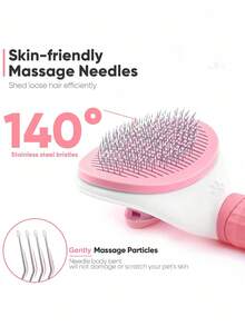 Cepillo autolimpiante para mascotas | Herramienta de desensibilización de acero inoxidable y agarre antideslizante | Regalos de Navidad para amantes de perros y gatos, esencial de la temporada de miedo, cepillo quitapelo de perro y gato | Peine desenredante de dientes de acero con autolimpieza | Relleno de calcetín navideño, kit de aseo de mascotas de Halloween, cepillo quitapelo de mascotas con autolimpieza | Mango antideslizante y desenredante | Regalo festivo para propietarios de mascotas, Navidad - Multicolor - Ver 3