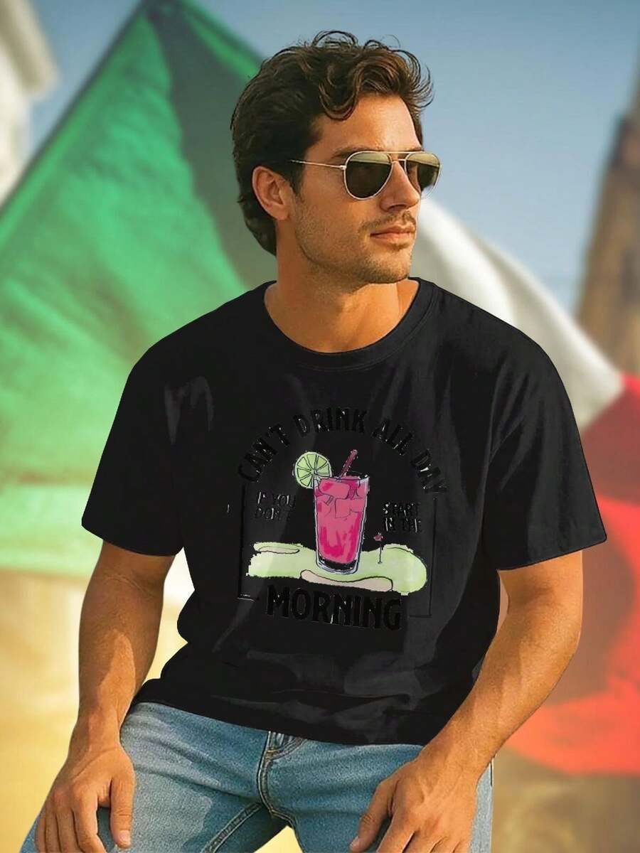CAN T DRINK ALL DAY IF YOU DON T START IN THE MORNING Maglietta Uomo Divertente Moda Estiva Tshirt Cotone Regalo Originale Idea  Stampa Qualità Offerta Esclusiva Casual
