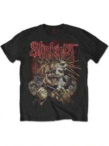 Slip Knot Band Pattern Cotton Summer Pattern Men'S T-Shirt-Comfortable, Fashion - Black - View 1
