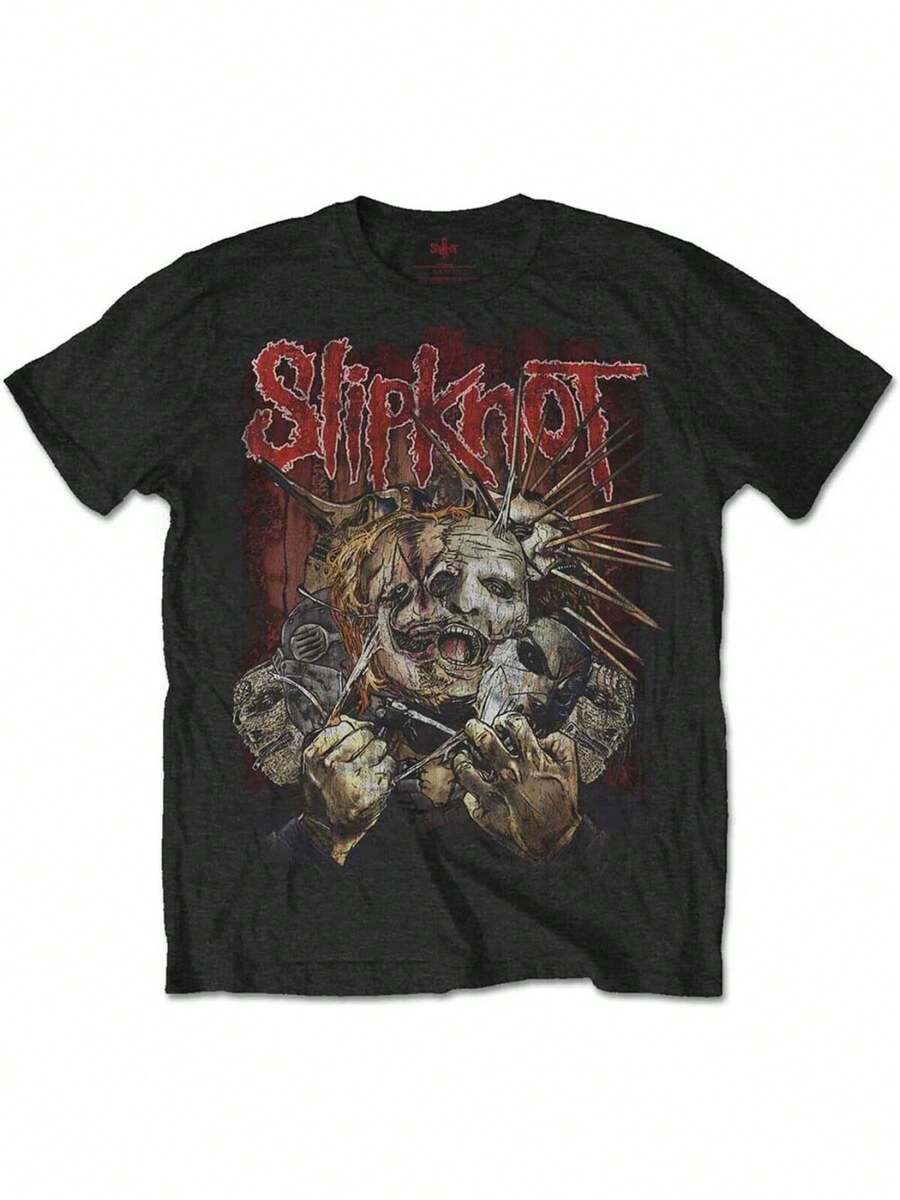 Slip Knot Band Pattern Cotton Summer Pattern Men'S T-Shirt-Comfortable, Fashion - Black - View 1