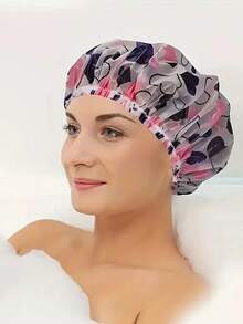 10pcs/5pcs/3pcs Printed High Quality Elastic Women Shower Cap, Thickened Shower Cap, Single Layer Shower Cap Suitable For Women, Kitchen Smoke, Personal Care Bathing Accessories, Shower Cap, Double Layer Shower Cap, Hair Mask Cap, Hair Protection Cap, Anti-Oil Cap, Shampoo Cap, Waterproof, Shower Cap, Shower Head Cover, Waterproof Bathing Cap, Thickened Shower Cap - Multicolor - View 2