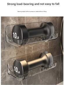 1pc Punch-Free Transparent Plastic Wall-Mounted Bathroom Storage Rack, Strong Load-Bearing Capacity, Durable And Drainable, Suitable For Toiletries And Cosmetics, Easy To Install, Suitable For Bathroom And Kitchen Use, Light Luxury And Fashion, Round And Beautiful Bathroom - Multicolor - View 5